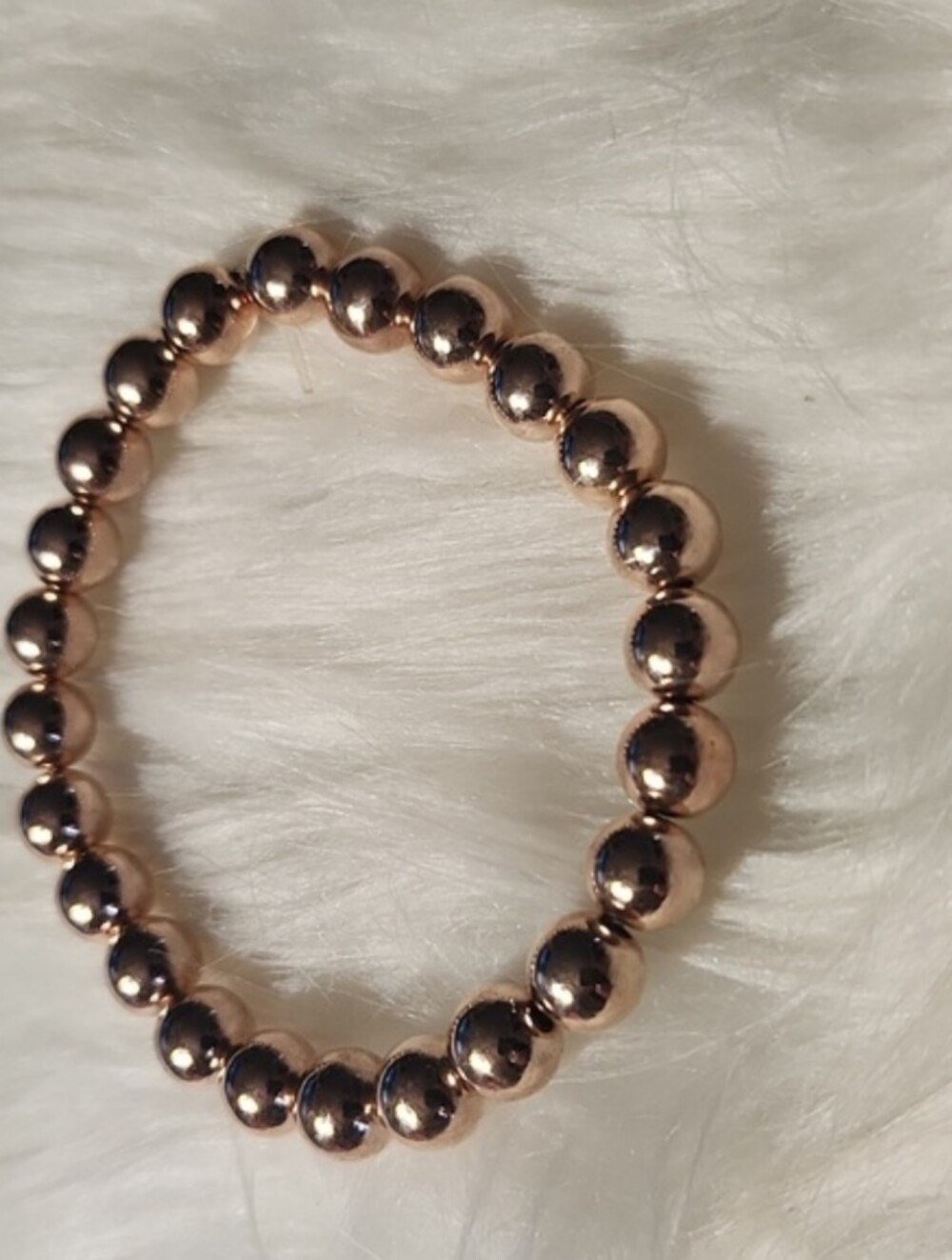 Hand Crafted Rose Gold Bead Stretch Bracelet